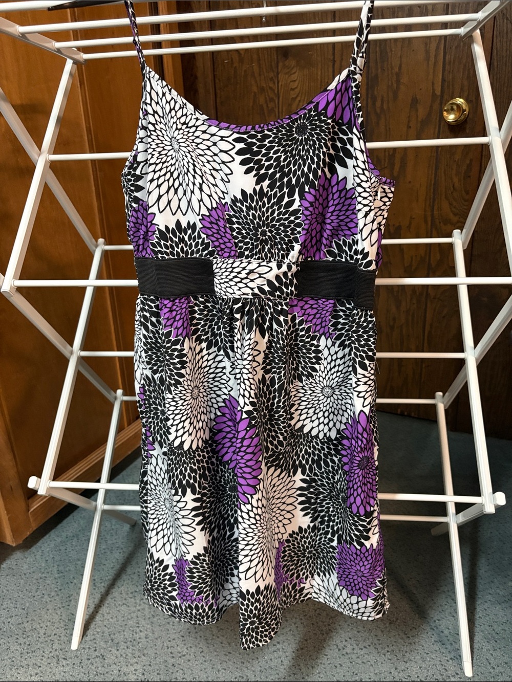 a.n.a White Black and Purple Floral Midi Dress